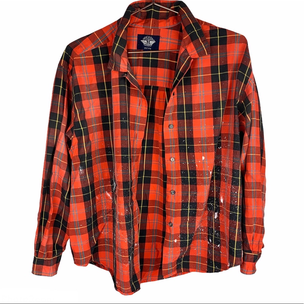 Dockers Vintage Paint Splatter Plaid Button Down